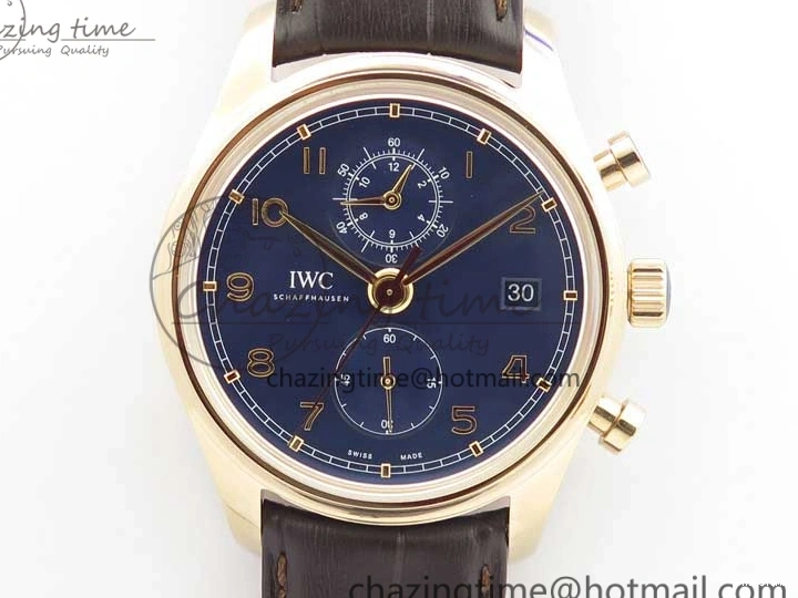 MIROTIME 0417 Portugieser Chrono  42 IW390406 RG ZF 1:1 Best Edition Blue Dial on Brown Leather Strap A Durable 7129